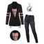 Plaid Cinched Tie 2 In 1 Ruched Rolled Up Sleeve Twofer T-shirt And Dark Wash Zip Fly Pencil Jeans Moon Cat Star Pendant Chain Necklace Outfit - Violet clair S | US 4