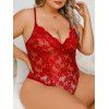 Body Croisé Fleuri en Dentelle Transparente sans Dos de Grande Taille - Rouge 2XL | US 14