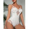 Maillot de Corps Floral Découpé en Dentelle en Couleur Unie Ouvert Au Dos - Blanc S | US 4