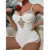 Maillot de Corps Floral Découpé en Dentelle en Couleur Unie Ouvert Au Dos - Blanc S | US 4