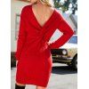 Robe Tricotée à Col en V à Manches Chauves-Souris - Rouge XL | US 10