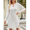 Robe Pull en Couleur Unie Fendue à Goutte Epaule à Col V - Blanc S | US 4