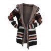 Tribal Print Fringe Hooded Cardigan V Neck Lace Up Sleeve Top And Zip Fly Skinny Pencil Jeans Outfit - Rouge foncé S | US 4