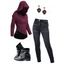 Contrast Color Panel Buckle Strap Hooded Knitwear And Zip Fly Pencil Jeans Rivet Zip Up Boots Devil Eye Flower Pattern Drop Earrings Outfit - Rouge foncé S | US 4