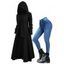 Drop Shoulder High Low Hem Longline Hooded Sweater And Zip Fly Skinny Pencil Jeans Rivet Buckle Strap Boots Outfit - Noir S | US 4