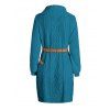 Solid Turtleneck Cable Sweater Dress and Lace Up Over The Knee Boots Tree of Life Earrings Outfit - Bleu S | US 4