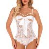 Body Sexy Festonné Fleuri en Dentelle Transparente avec Nœud Papillon - Blanc S | US 4