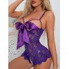 Body Sexy Festonné Fleuri en Dentelle Transparente avec Nœud Papillon - Concorde XXL | US 12