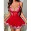 Ensemble de Body Sexy Fleuri en Dentelle Transparente et de T-String - Rouge S | US 4