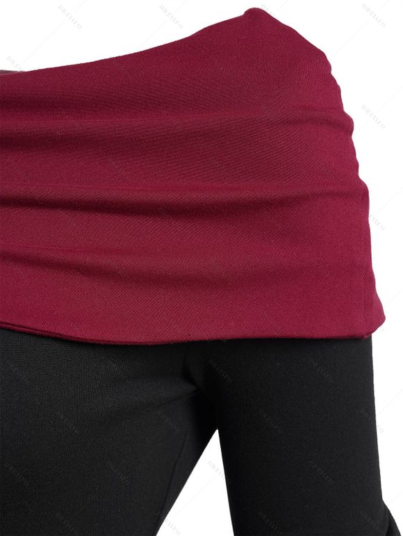 Robe Décontractée Contrastée Jointif à Col Bertha à Lacet - Noir XXL | US 14