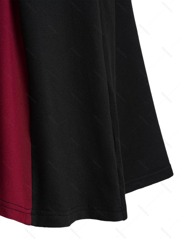 Robe Décontractée Contrastée Jointif à Col Bertha à Lacet - Noir XXL | US 14