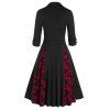 Robe vintage sans manches en dentelle fleurie et veste courte - Noir S