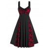 Robe vintage sans manches en dentelle fleurie et veste courte - Noir S