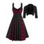 Robe vintage sans manches en dentelle fleurie et veste courte - Noir S