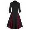 Robe Vintage en Dentelle à Fleurs sans Manches et Veste Courte - Noir M