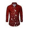 Chemise Boutonnée Etoile Lumière et Lumière Imprimés à Manches Longues - Rouge foncé 5XL