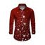 Chemise Boutonnée Etoile Lumière et Lumière Imprimés à Manches Longues - Rouge foncé 5XL