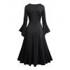 Robe Mi-Longue Gothique Crâne Panneau en Dentelle à Bretelle Bouclée - Noir L | US 8-10