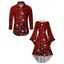 Christmas Snowflake Star Sparkle Light Print Flare Sleeve High Low Hooded Dress And Button Up Long Sleeve Shirt Outfit - Rouge foncé S | US 4