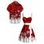 Plaid Christmas Snowflake Print Belted Sleeveless Dress And Short Sleeve Shirt Matching Outfit - Rouge S | US 4