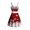 Plaid Christmas Snowflake Print Belted Sleeveless Dress And Short Sleeve Shirt Matching Outfit - Rouge S | US 4