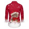 Christmas Cat Snowflake Polka Dots Print Belted Long Sleeve Dress And Button Down Shirt Matching Outfit - Rouge S | US 4