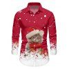 Christmas Cat Snowflake Polka Dots Print Belted Long Sleeve Dress And Button Down Shirt Matching Outfit - Rouge S | US 4