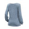 Half Button Ribbed Long Sleeve Top And Contrast Topstitching Leaf Embroidery Double Buttons Jeans Faux Fur Lining Boots Moon Tree Hoop Earrings Outfit - Bleu gris S | US 4