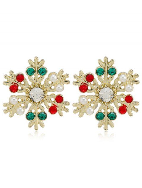 Boucles D'Oreilles de Noël Flocon de Neige avec Strass en Alliage