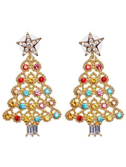 Boucles D'Oreilles Etoile en Cristal Coloré Motif de Sapin de Noël