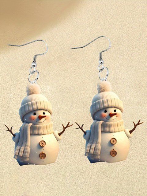 Boucles D'Oreilles D'Hiver Bonhomme de Neige Mignon en Acrylique