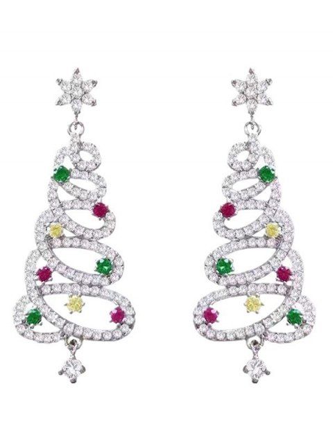 Boucles D'Oreilles Motif Sapin de Noël en Cristal Fantaisie avec Pompon