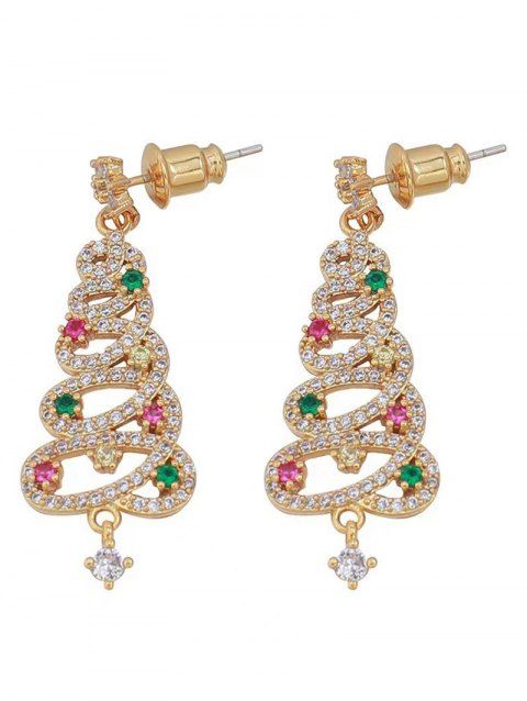 Boucles D'Oreilles Motif Sapin de Noël en Cristal Fantaisie avec Pompon