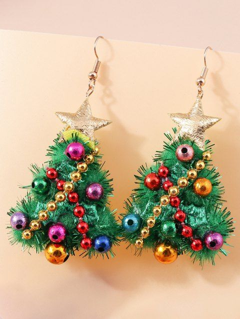 Boucles D'Oreilles en Forme de Sapin de Noël en Feutre DIY Coloré