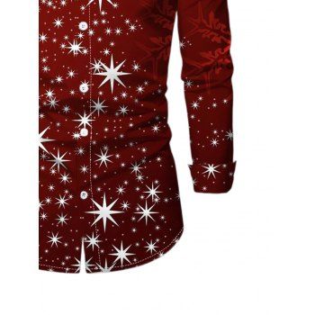 Christmas Snowflake Star Sparkle Light Print Flare Sleeve High Low Hooded Dress And Button Up Long Sleeve Shirt Outfit