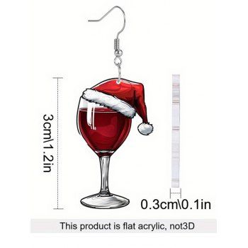 Christmas Wine Glass Pattern Acrylic Earrings