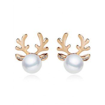 Christmas Elk Deer Pearl Earrings & Necklace Set