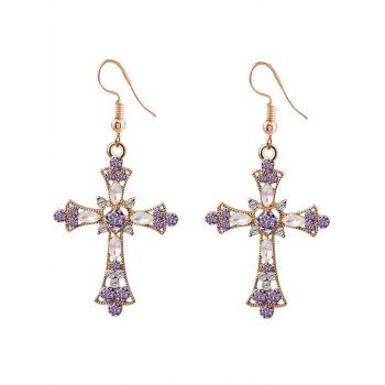 Christmas Cross Hollow Out Faux Crystal Pendant Earrings Jewelry Set
