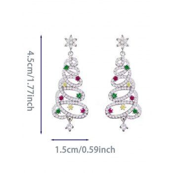 Sweet Tassel Crystal Christmas Tree Cutout Earrings