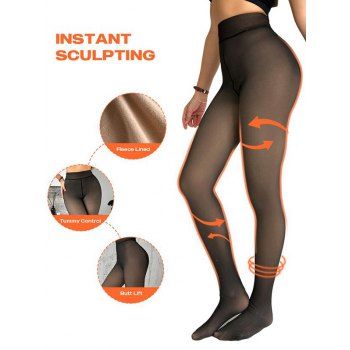 Sheer Fleece-Lined Tights Nude-Leg Effect Leggings 