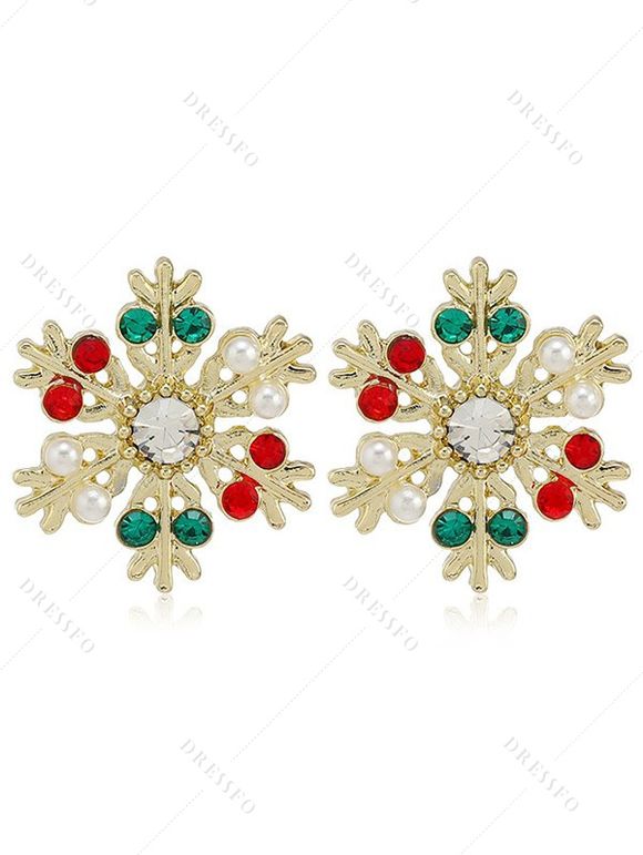 Boucles D'Oreilles de Noël Flocon de Neige avec Strass en Alliage - multicolor B 