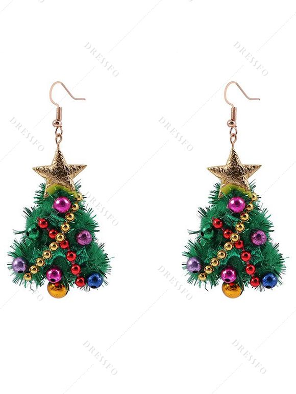 Boucles D'Oreilles en Forme de Sapin de Noël en Feutre DIY Coloré - Vert 