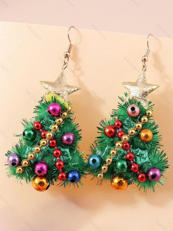 Boucles D'Oreilles en Forme de Sapin de Noël en Feutre DIY Coloré - Vert 