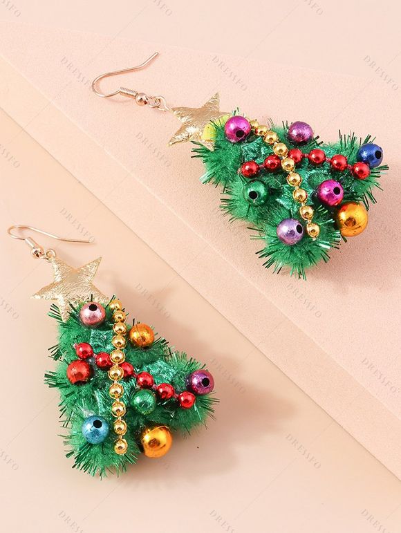 Boucles D'Oreilles en Forme de Sapin de Noël en Feutre DIY Coloré - Vert 