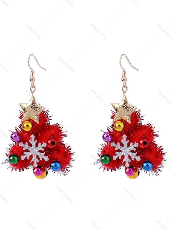 Boucles D'Oreilles en Forme de Sapin de Noël en Feutre DIY Coloré - Rouge 