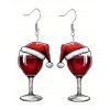 Boucles D'Oreilles de Noël Motif de Verre de Vin en Acrylique - Rouge 