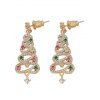 Boucles D'Oreilles Motif Sapin de Noël en Cristal Fantaisie avec Pompon - d'or 