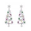 Boucles D'Oreilles Motif Sapin de Noël en Cristal Fantaisie avec Pompon - Argent 