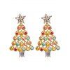 Boucles D'Oreilles Etoile en Cristal Coloré Motif de Sapin de Noël - d'or 