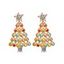 Boucles D'Oreilles Etoile en Cristal Coloré Motif de Sapin de Noël - d'or 